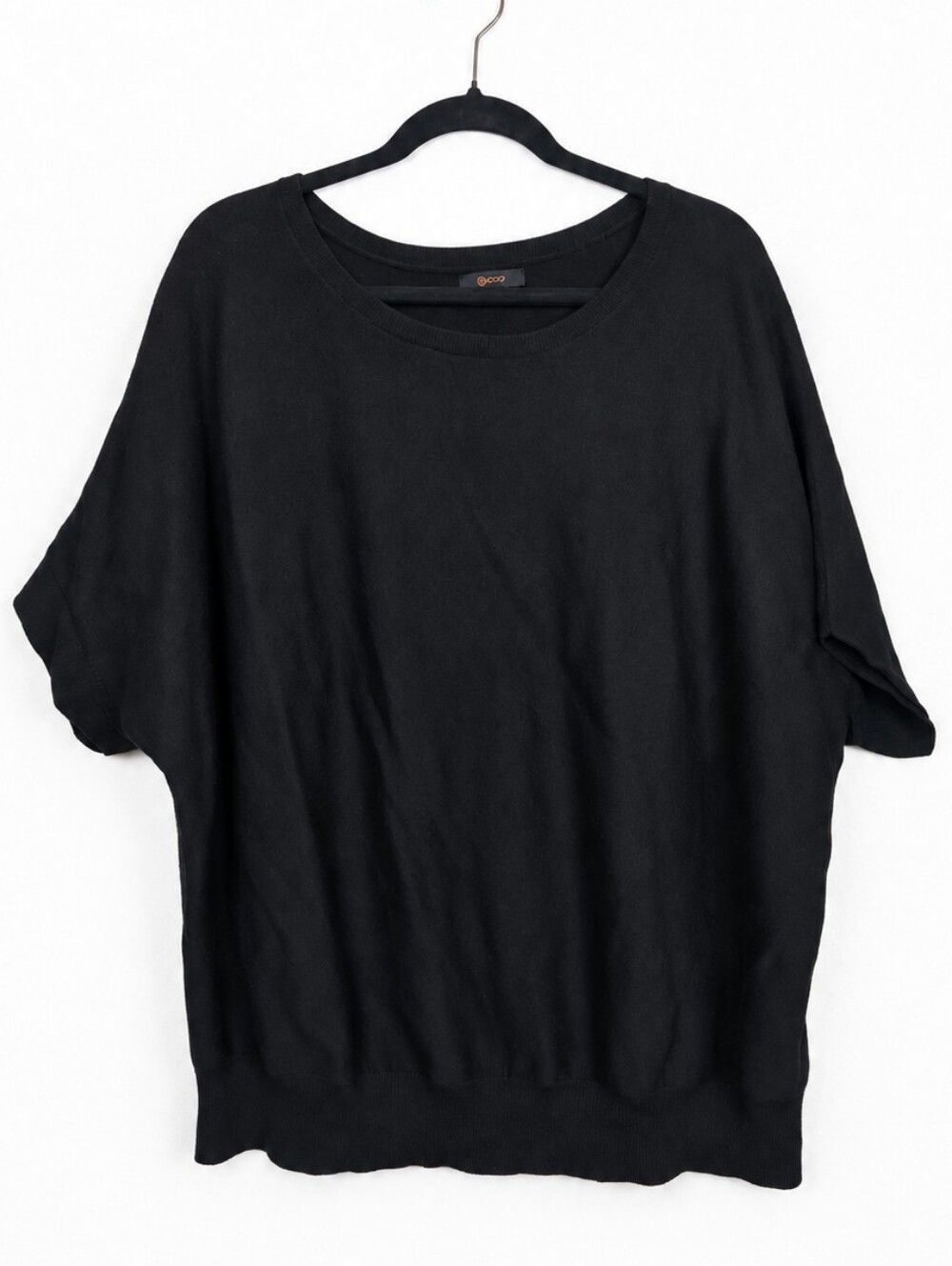 Quince 2X Black Organic Cotton Cashmere Blend Dolman Sleeve Sweater Quiet Luxury